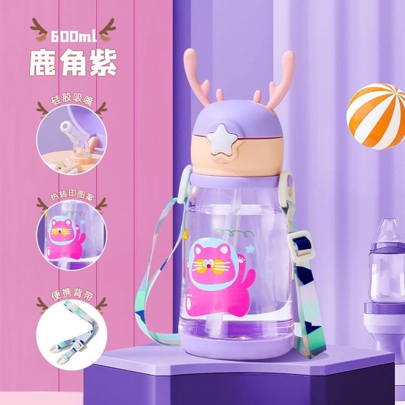 สินค้า ขวดน้ำ กระติกน้ำ กระบอกน้ำเด็ก กระติกน้ำเด็กลายการ์ตูน ขวดน้ำเด็กลายน่ารักๆ แบบหลอดดูด มีสายสะพาย รูปที่ 6