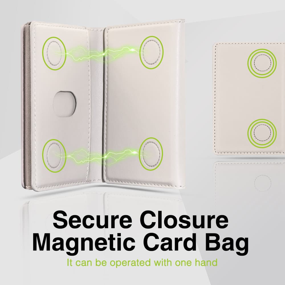 ที่ใส่บัตรผู้ชายแบบพับสามทบ ความจุขนาดใหญ่ ใช้ได้กับโทรศัพท์ Magsafe ที่วางโทรศัพท์ ที่ใส่บัตรแม่เหล็ก รูปที่ 3