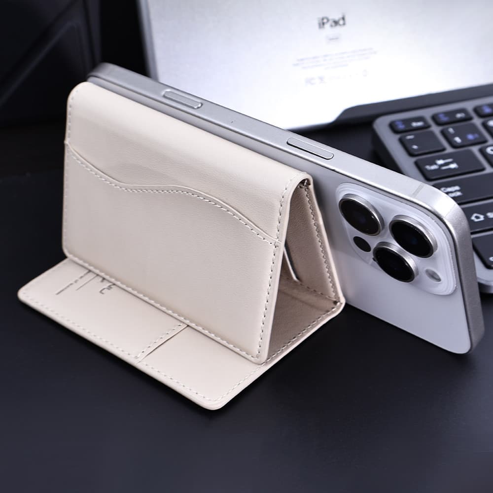 ที่ใส่บัตรผู้ชายแบบพับสามทบ ความจุขนาดใหญ่ ใช้ได้กับโทรศัพท์ Magsafe ที่วางโทรศัพท์ ที่ใส่บัตรแม่เหล็ก รูปที่ 9
