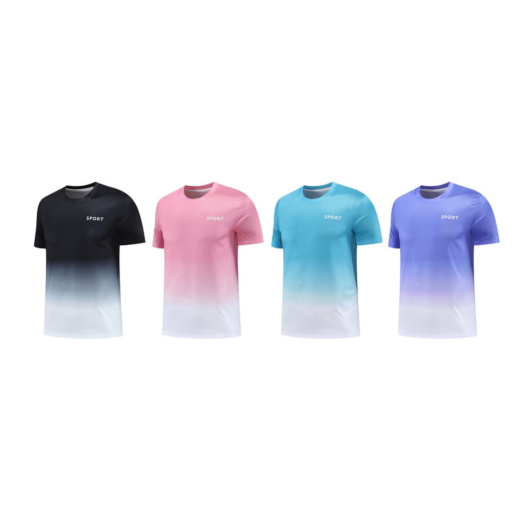 MANSTR M-5XL ฤดูร้อนใหม่ Unisex แห้งเร็วแฟชั่นไล่โทนสีพิมพ์กีฬากลางแจ้งชุดผ้าไหมน้ําแข็ง Dri-fit All-match เสื้อยืดและกางเกงขาสั้นสําหรับผู้ชายผู้หญิง รูปที่ 5