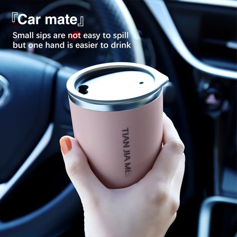 หลักฐานการรั่วไหลของเครื่องดื่ม แก้วกาแฟความร้อน,สองชั้น 300ML พร้อมฝาปิด 304 ความประณีต ถ้วยเก็บความร้อนสแตนเลสนักเรียน รูปที่ 5