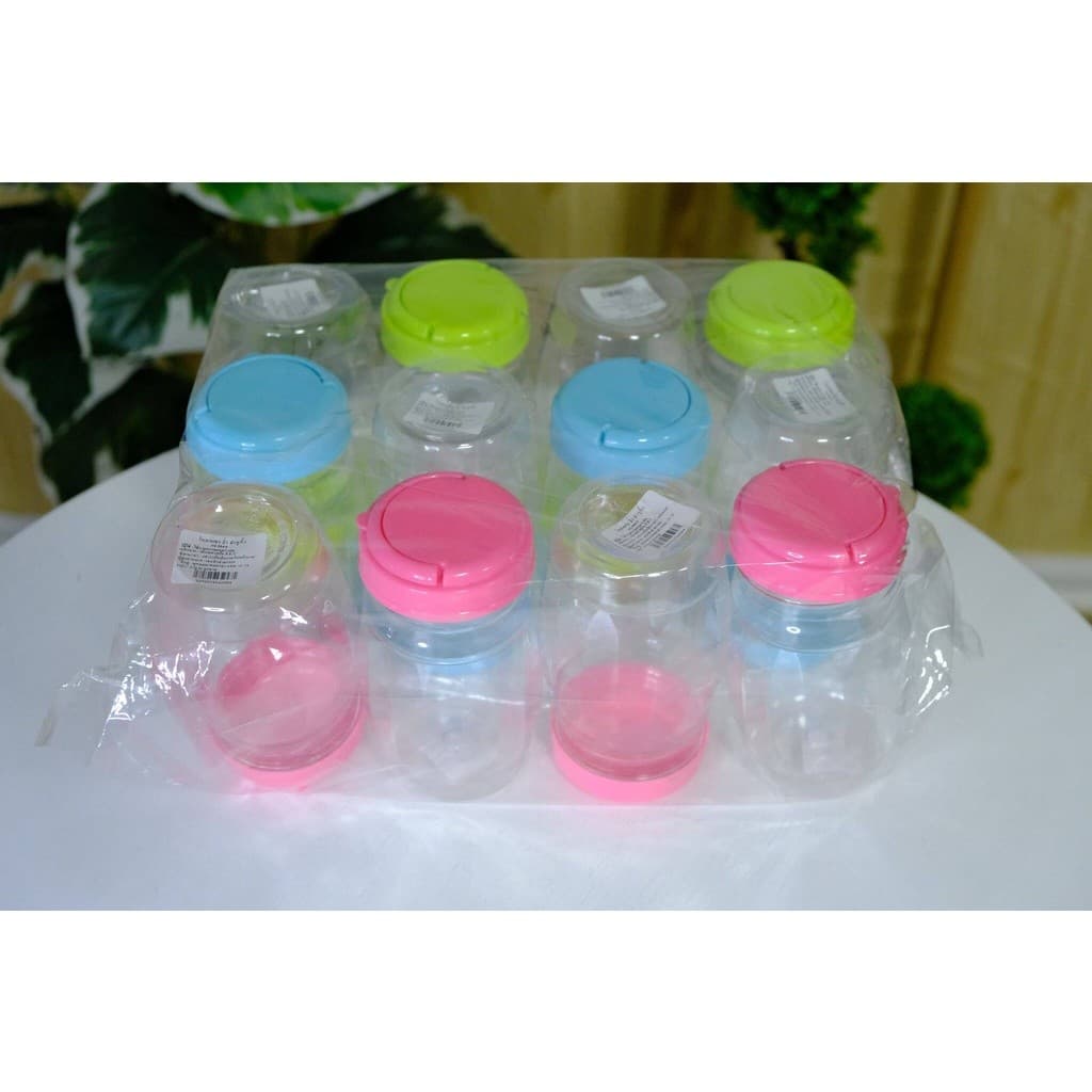 กระปุกพลาสติก 320-430 ml กระปุกฝาเกลียว โหลพลาสติกใส สีสันสวยงาม น่ารัก รูปที่ 2