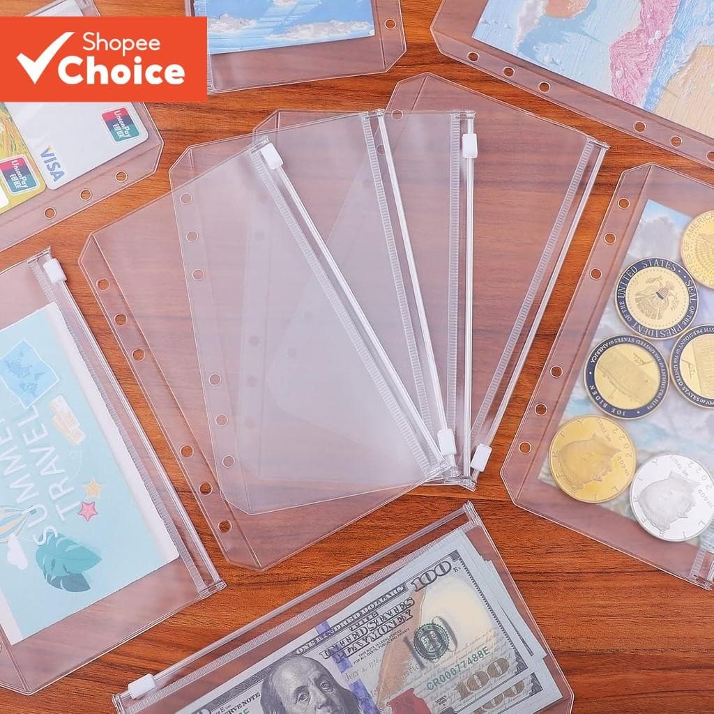 แฟ้ม LR A4 และขนาดยาว Organizer, A6/A5 PP Binder ฝาครอบใส 6 หลุมหลวมสําหรับเครื่องเขียนเงินผู้ถือเอกสาร รูปที่ 1