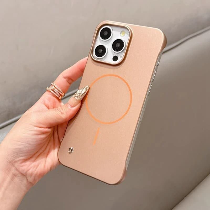 หรูหราไม่มีขอบ Matte เคสโทรศัพท์สําหรับ iPhone 11 12 13 14 15 16 Pro Max แม่เหล็ก Ultrathin กันชนกรณีฝาครอบ รูปที่ 4