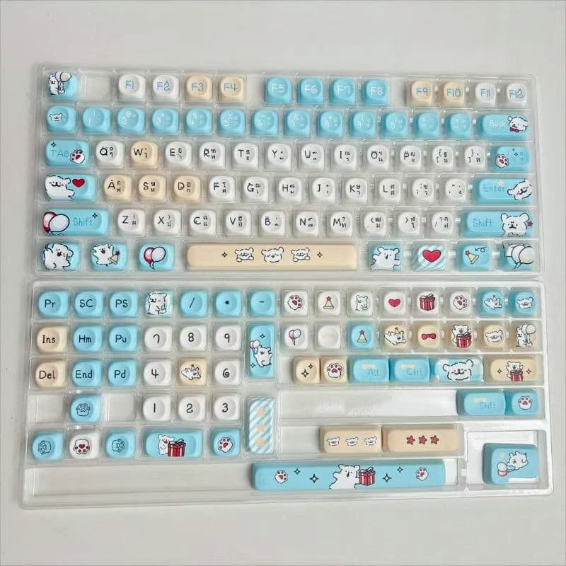 น่ารัก Kawayii Thai Keycap MOA โปรไฟล์ PBT DYE-SUB คีย์บอร์ดคีย์สําหรับ MX การปรับแต่ง DIY 66/68/75/84/96/108 รูปที่ 2
