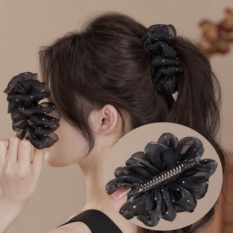 ผู้หญิง Bling สูงผูกผมหางม้าคลิปผมกล้วย Hairpin เกาหลี Headwear รูปที่ 4