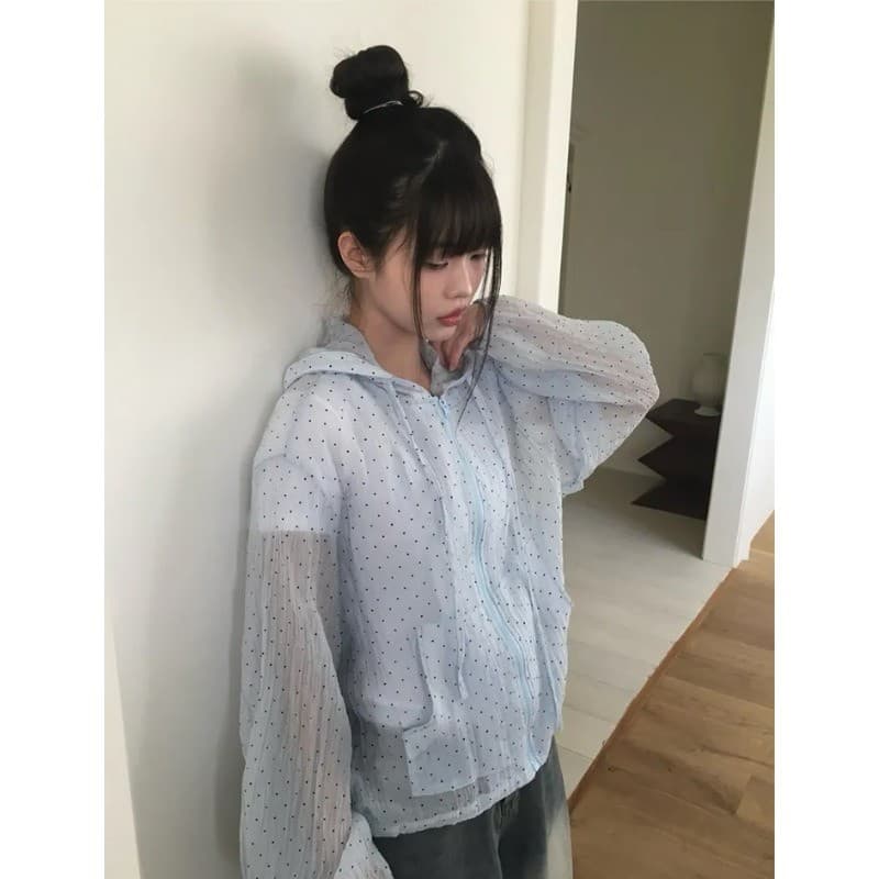 เสื้อแจ็คเก็ตกันแดดลายจุดเรียบง่ายสําหรับผู้หญิงฤดูร้อนใหม่ 250609 รูปที่ 8