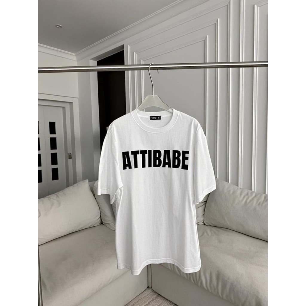 Basi เสื้อผู้ชาย เสื้อยืด oversize สตรีท เกรดพรีเมียม โคตรนุ่ม เสื้อคอตตอน100% ไม่หดตัวลาย ลาย "ATTIBABE" รูปที่ 3