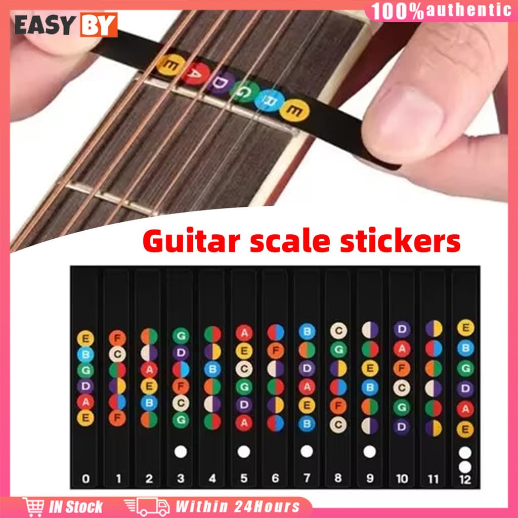 จัดส่งรวดเร็ว สติกเกอร์คอร์ดกีตาร์ไฟฟ้า fretboard guitar sticker สำหรับผู้เริ่มต้น สติ๊กเกอร์โน๊ตสเกลกีตาร์ รูปที่ 1