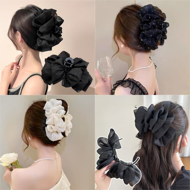 ผู้หญิง Bling สูงผูกผมหางม้าคลิปผมกล้วย Hairpin เกาหลี Headwear รูปที่ 1