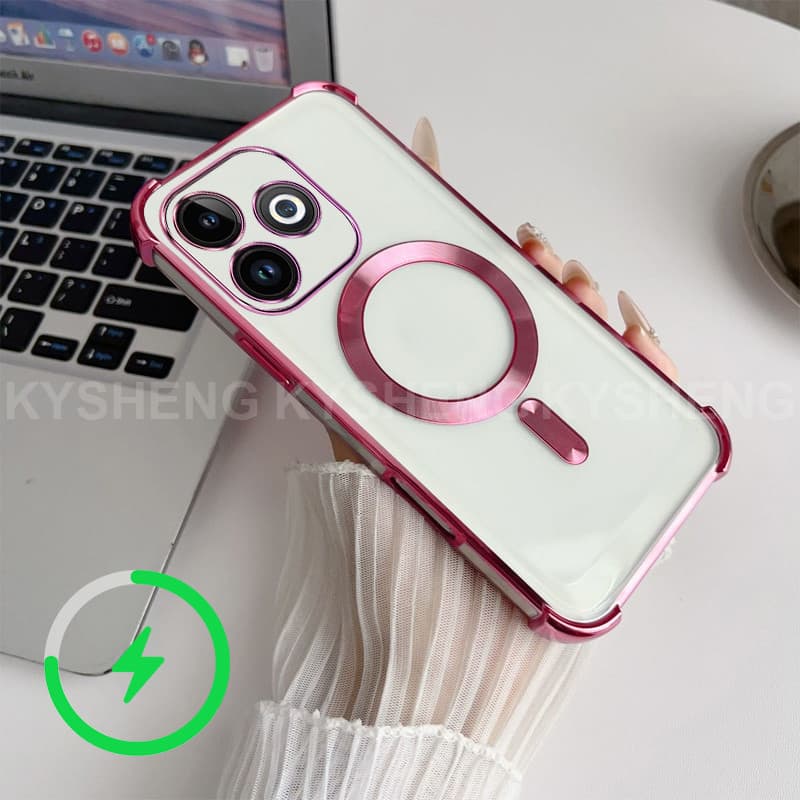 เคสสําหรับ infinix smart 8 9 spark Go 2024 2025 Go 1 HOT 40i 50i เคสโทรศัพท์ TPU ชาร์จแม่เหล็กสี่มุม anti drop โปร่งใส soft shell WBQ รูปที่ 6