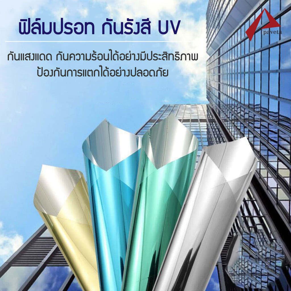 ฟิล์มกรองแสงกระจกบ้าน ป้องกันรังสี UV 99% ฟิล์มปรอท ฟิล์มสถาปัตยกรรม ฟิล์มกันความร้อน รูปที่ 2