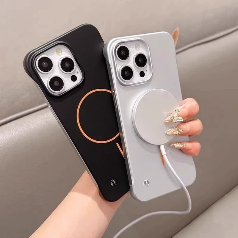 หรูหราไม่มีขอบ Matte เคสโทรศัพท์สําหรับ iPhone 11 12 13 14 15 16 Pro Max แม่เหล็ก Ultrathin กันชนกรณีฝาครอบ รูปที่ 5