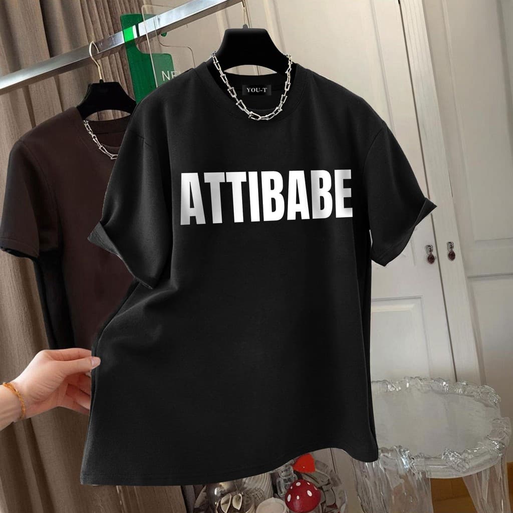 Basi เสื้อผู้ชาย เสื้อยืด oversize สตรีท เกรดพรีเมียม โคตรนุ่ม เสื้อคอตตอน100% ไม่หดตัวลาย ลาย "ATTIBABE" รูปที่ 7