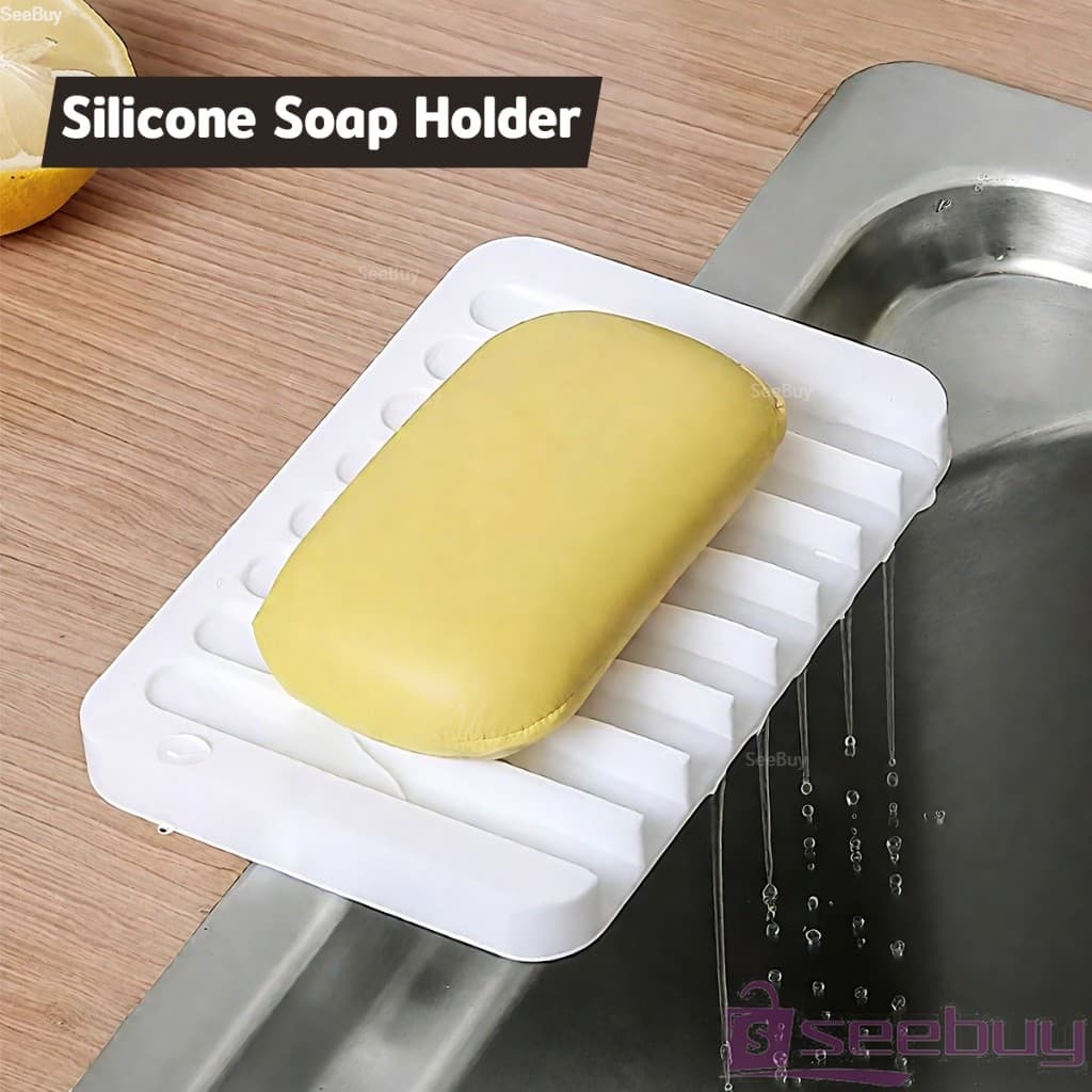 SUY ที่วางสบู่ซิลิโคน สําหรับอ่างล้างมือ ล้างหน้า ห้องน้ํา ห้องครัว 1 ชิ้น Silicone soap hloder รูปที่ 2