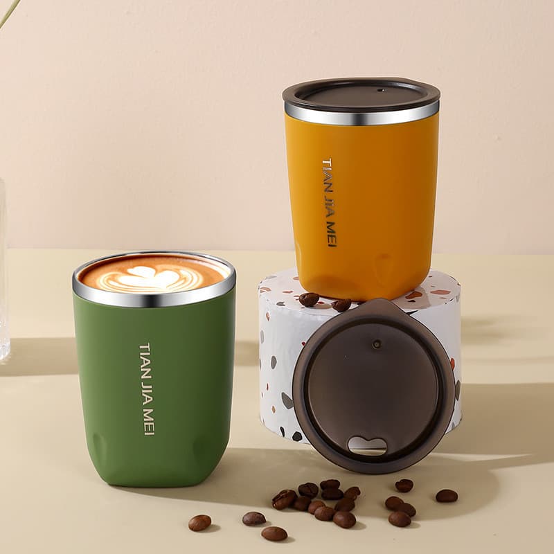 หลักฐานการรั่วไหลของเครื่องดื่ม แก้วกาแฟความร้อน,สองชั้น 300ML พร้อมฝาปิด 304 ความประณีต ถ้วยเก็บความร้อนสแตนเลสนักเรียน รูปที่ 9