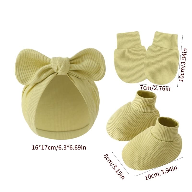 หมวกและถุงมือป้องกันข่วนพร้อมถุงเท้าสำหรับทารก ทำจากผ้านุ่ม ขนาด 3 ชิ้น เหมาะสำหรับเด็กเล็กทั้งหญิงและชาย รูปที่ 2