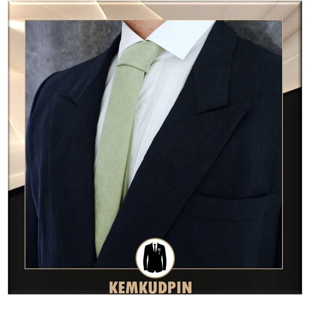 Necktie เนคไทด์ ผ้า sued สีพื้น รูปที่ 6