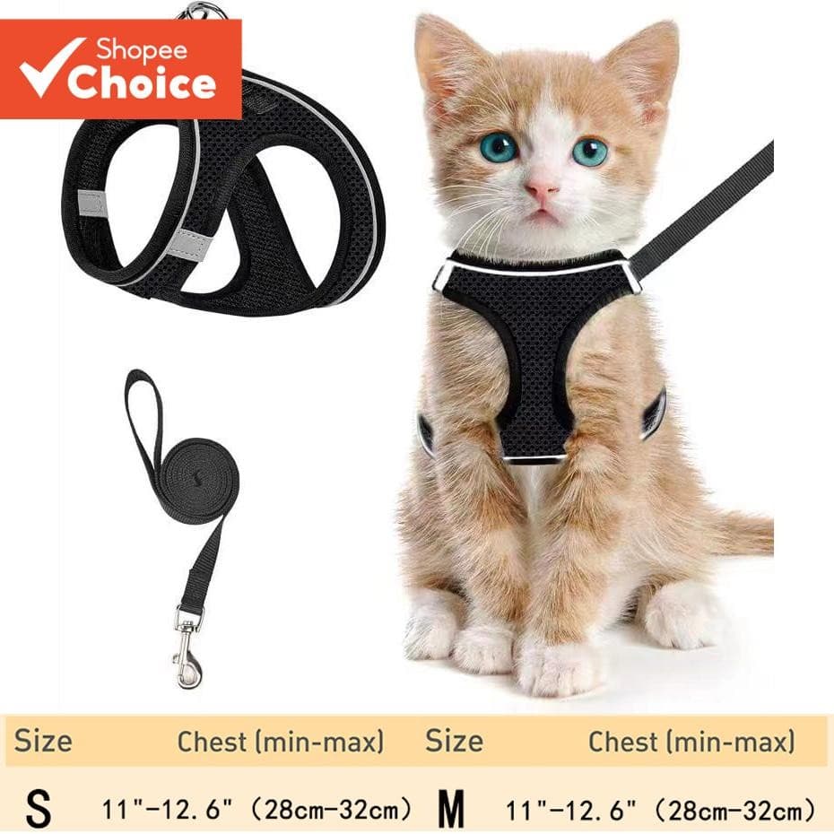 สายรัดแมวและลูกแมวแบบปรับได้พร้อมสายจูง – เสื้อกั๊กตาข่ายนุ่มสะท้อนแสง, กันหนี, สายรัดเดินกลางแจ้งที่สะดวกสบาย รูปที่ 1