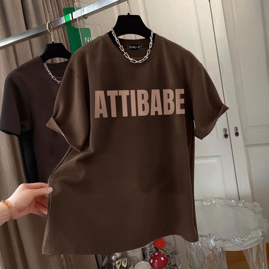 Basi เสื้อผู้ชาย เสื้อยืด oversize สตรีท เกรดพรีเมียม โคตรนุ่ม เสื้อคอตตอน100% ไม่หดตัวลาย ลาย "ATTIBABE" รูปที่ 5