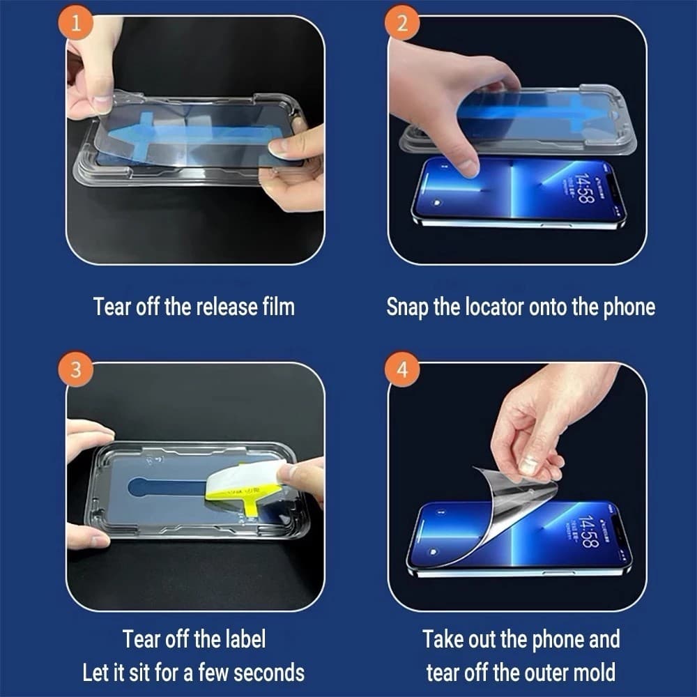 กระจกนิรภัยปกป้อง สำหรับ iPhone 14 16Pro Max 15 17 13 12 11 Xs Max 16 15 14 PRO MAX ติดตั้งง่ายอุปกรณ์กำจัดฝุ่นอัตโนมัติ รูปที่ 7