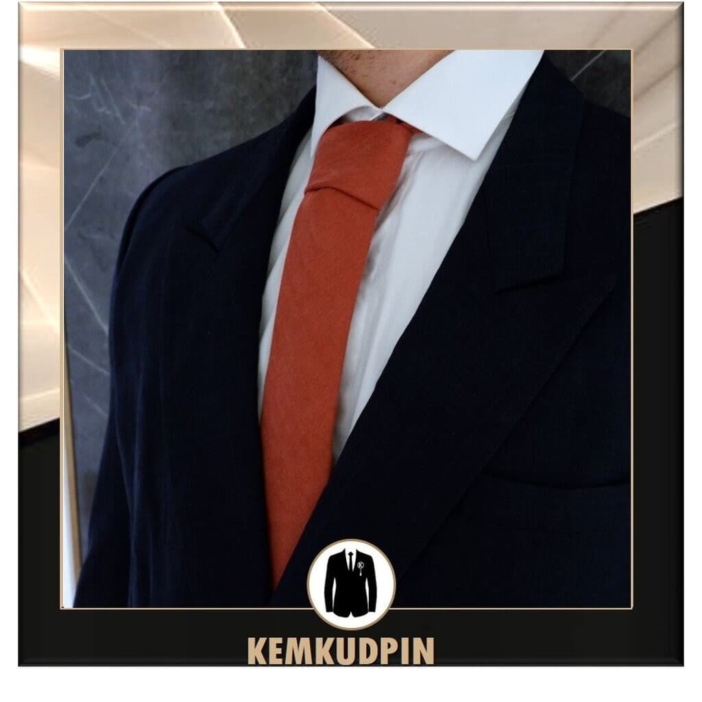 Necktie เนคไทด์ ผ้า sued สีพื้น รูปที่ 5