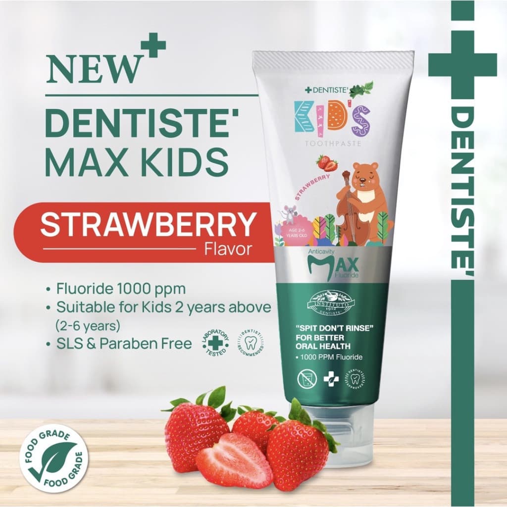 Dentiste ยาสีฟันเด็ก 2-6 ปี กลิ่นสตรอว์เบอรี่ ฟลูออไรด์ 1000 PPM ขนาด 20 หรือ 60 กรัม + แปรงเด็กนุ่มพิเศษ รูปที่ 2