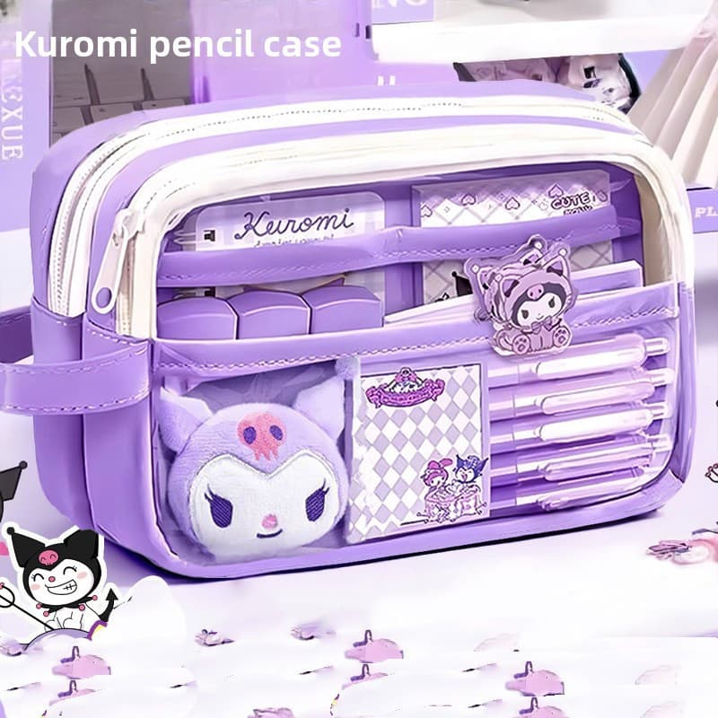 กระเป๋าดินสอใสขนาดใหญ่กันน้ำน่ารักและมีสไตล์ - Kuromi, Cinnamoroll, My Melody และซิปที่ทนทานสำหรับโรงเรียน วัยรุ่น เด็กชายและเด็กหญิง