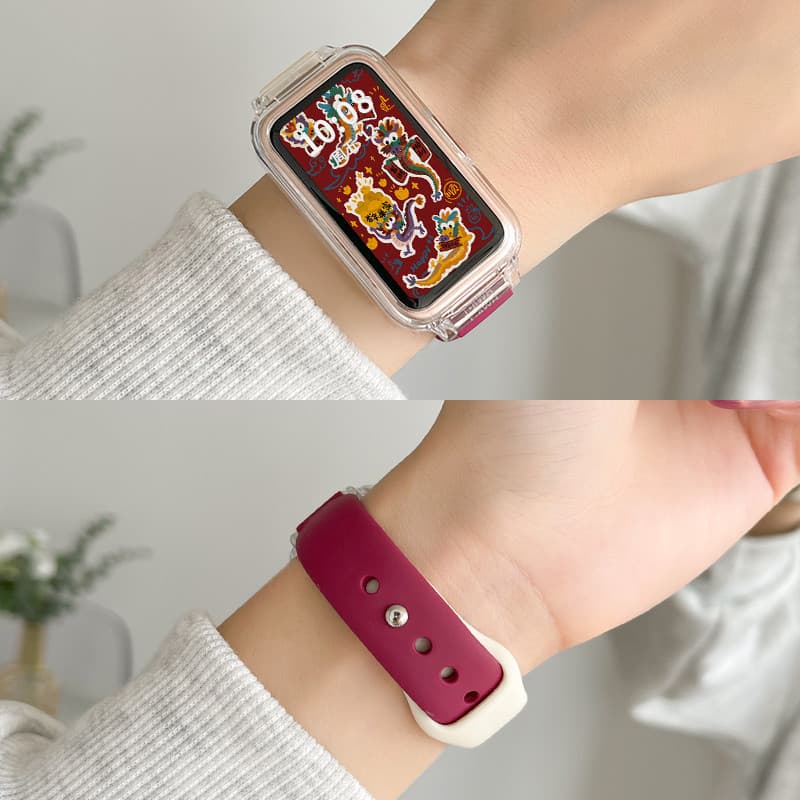 สายซิลิโคนกรณีโปร่งใส for Huawei Band 10 9 8 กรอบแข็งป้องกันปกป้องหน้าจอ สายรัดข้อมือซิลิโคนยางอ่อน for Huawei Band 10 รูปที่ 6