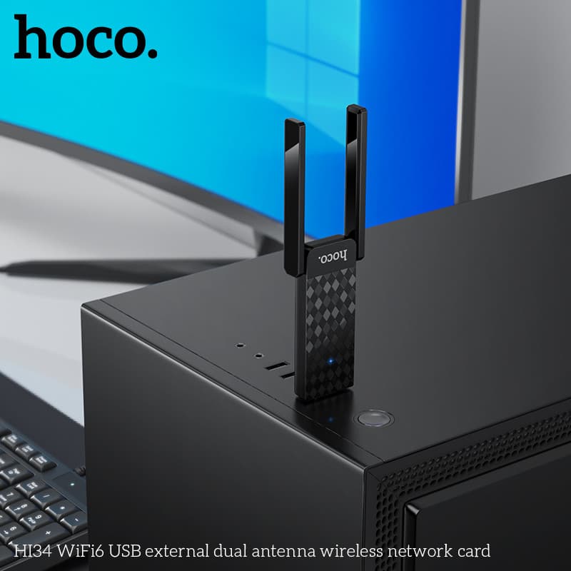HOCO HI34 ตัวรับสัญญาณ WiFi6 แบบเสาคู่ ความเร็ว 600Mbps Adapter USB 5GHz ยูเอสบีไวไฟ Wireless Network Card hc5 รูปที่ 7