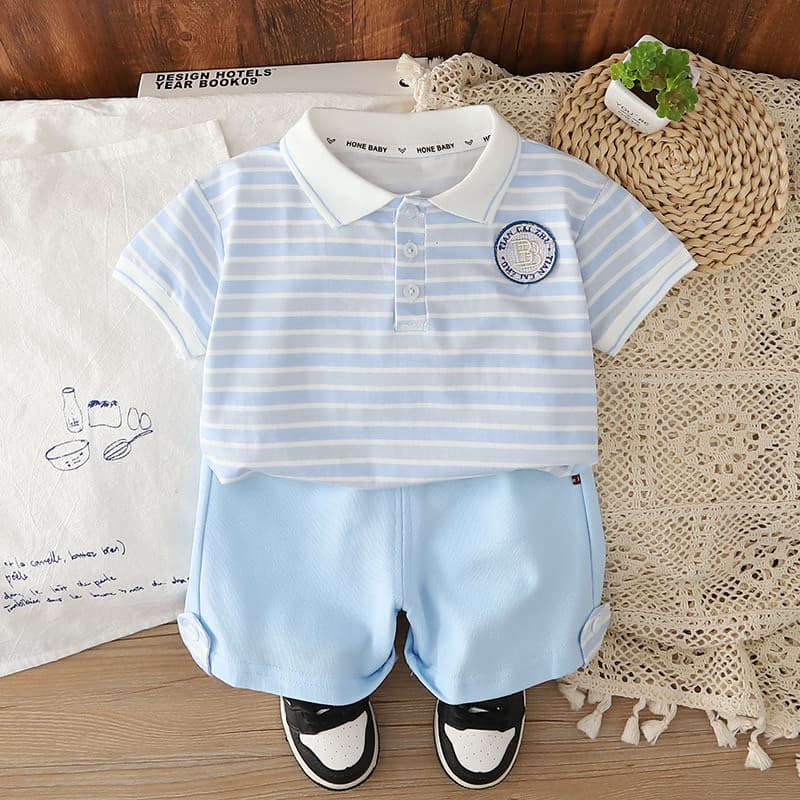 Dolemi Baby เสือโปโล+กางเกงขาสั้น ชุดเข้าเซท2 ชิ้น สำหรับเด็กผู้ชาย 80-120 cmเสือโปโล เสื้อผ้าเด็กผู้ชาย สำหรับเด็ก 0-4 รูปที่ 7