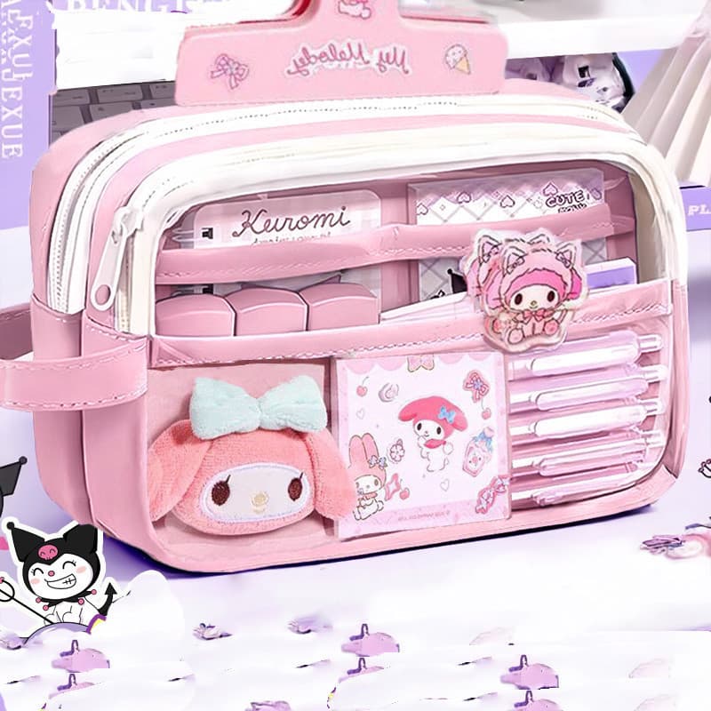 กระเป๋าดินสอใสขนาดใหญ่กันน้ำน่ารักและมีสไตล์ - Kuromi, Cinnamoroll, My Melody และซิปที่ทนทานสำหรับโรงเรียน วัยรุ่น เด็กชายและเด็กหญิง รูปที่ 3