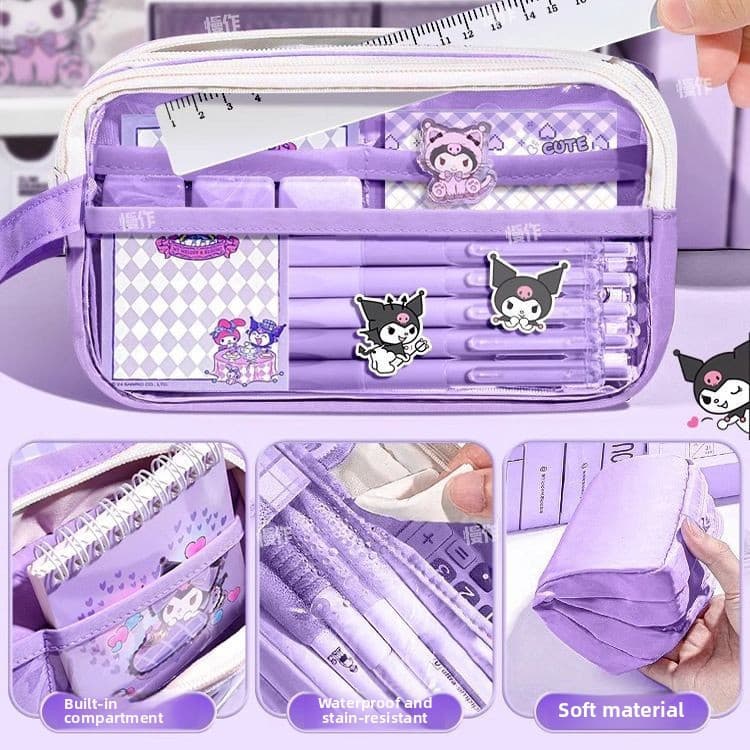 กระเป๋าดินสอใสขนาดใหญ่กันน้ำน่ารักและมีสไตล์ - Kuromi, Cinnamoroll, My Melody และซิปที่ทนทานสำหรับโรงเรียน วัยรุ่น เด็กชายและเด็กหญิง รูปที่ 7