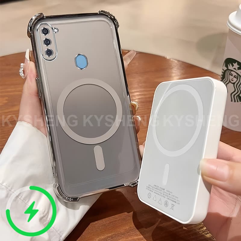 เคสสําหรับ Samsung A11 M11 เคสโทรศัพท์ TPU ชาร์จแม่เหล็กสี่มุมป้องกันการตกนิ่มโปร่งใส WBQ รูปที่ 9