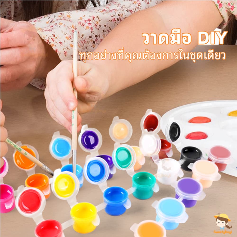 SWEETYBAYI สีอคริลิค ง่ายต่อการพกพา สีน้ำ acrylic paint set สีโปสเตอร์ สี 6 สี/สี 12 สี รูปที่ 3