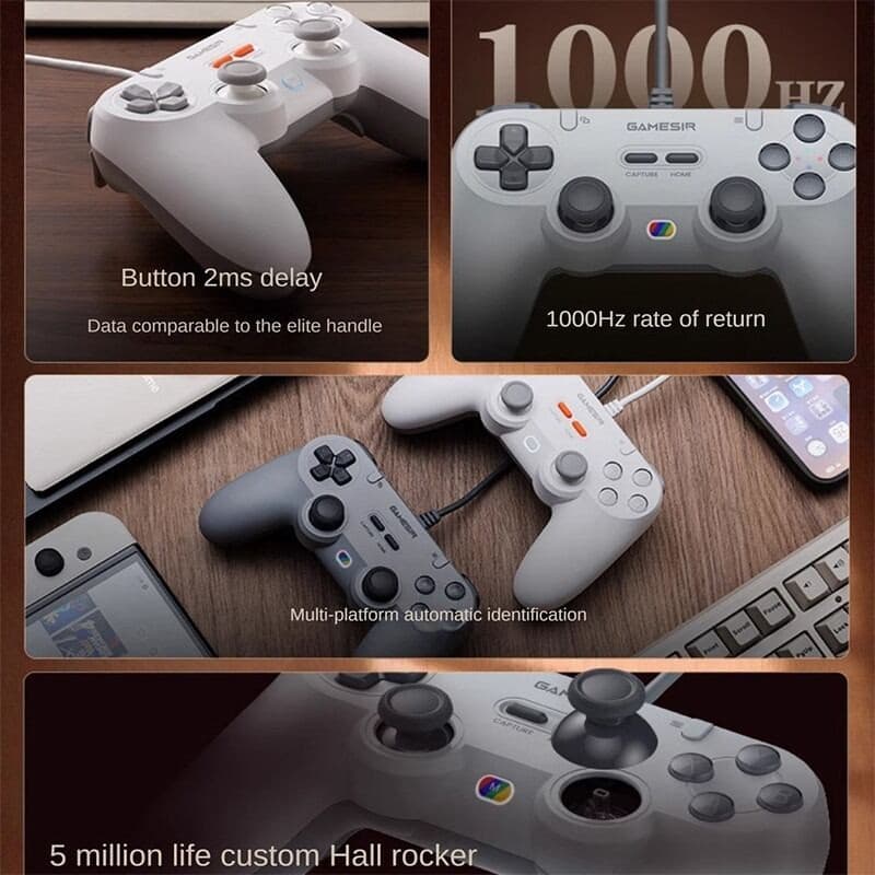 GameSir T3 Lite Wired Controlle 1000Hz Polleling Rate, Hall Effect จอยสติ๊กและ 2 ปุ่ม, การสั่นสะเทือนคู่, Turbo, PC Controller สําหรับ Steam/Android/iOS/Switch รูปที่ 3