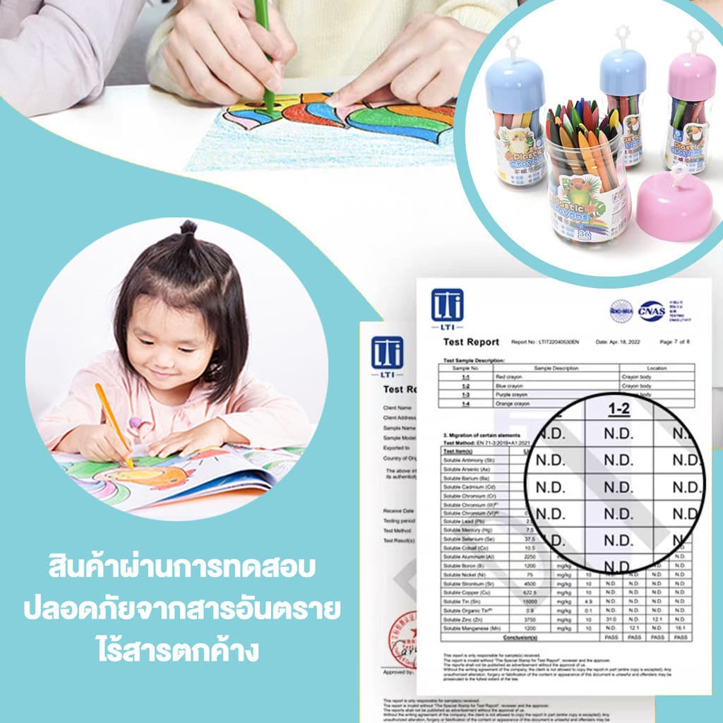 สีเทีย ดินสอสี สีเทียนปลอดสารพิษ สีเทียนเด็กปลอดสารพิษ Silky Crayons ของเล่นระบายสีเด็กเสริมพัฒนาการ สีเทียนวาดรูป ภาพวาดปลอดภัย สีเทียน จัมโบ้ใหญ่ ล้างทําความสะอาดได้ ไม่สกปรก มือ รูปที่ 8