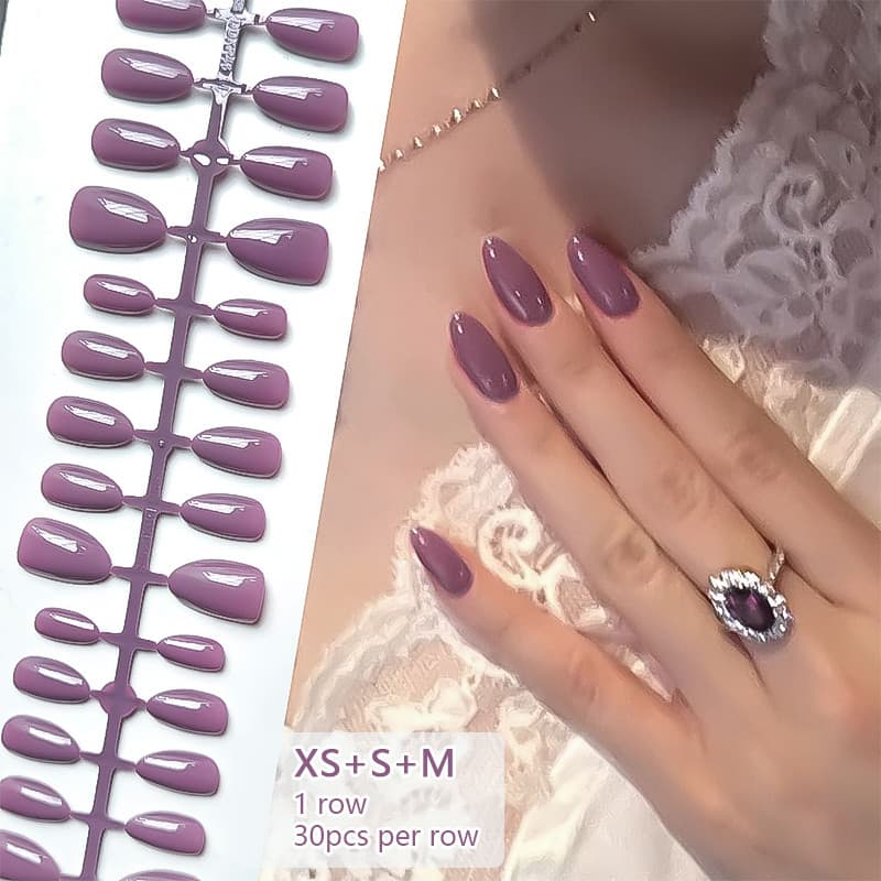 UR SUGAR 30 ชิ้น เล็บปลอมแฟชั่น ปลายเล็บไวน์แดง สวมใส่เต็มเล็บ DIY พร้อมกดติด รูปที่ 8