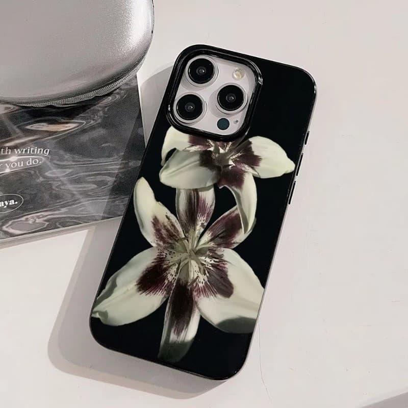 สําหรับiPhone 11 16 15 Pro Max 16e 14 11 12 13 15 Pro XR XS Max X 7 8 Plus SE2022 Retro Lilyดอกไม้รูปแบบนุ่มTPUกันกระแทก รูปที่ 4