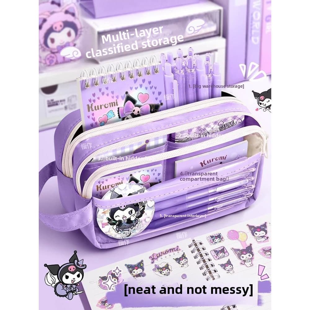 กระเป๋าดินสอใสขนาดใหญ่กันน้ำน่ารักและมีสไตล์ - Kuromi, Cinnamoroll, My Melody และซิปที่ทนทานสำหรับโรงเรียน วัยรุ่น เด็กชายและเด็กหญิง รูปที่ 8