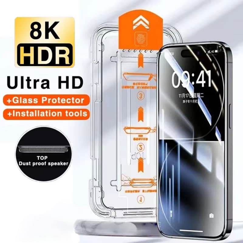 HD ฟิล์มกระจกเต็มจอ for IPhone 11 13 15 13 16 Pro Max 14 12 Mini XR XS X 8 7 Plus 6s SE 14promax 15promax ฟิล์มกันรอย รูปที่ 1