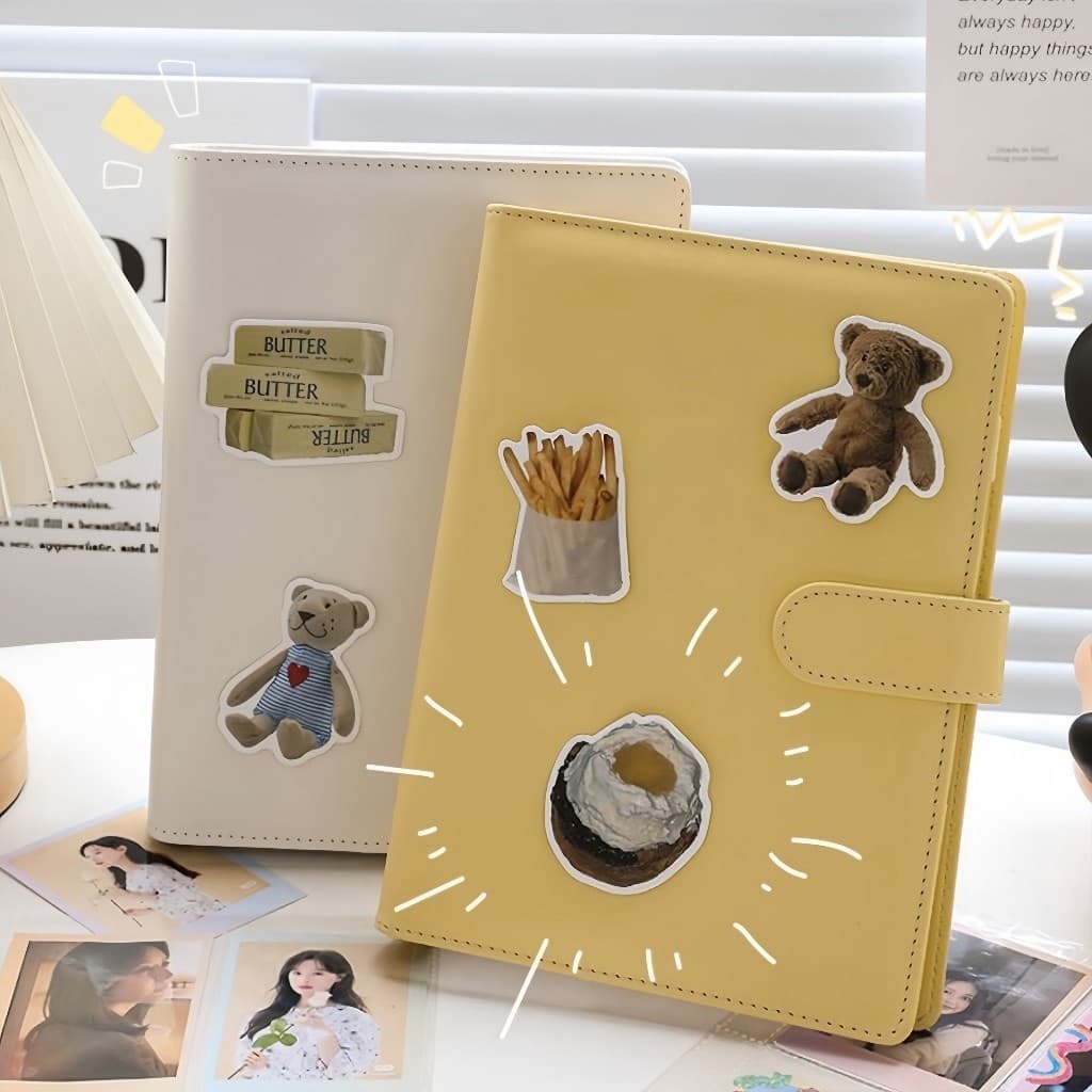 หนังสือรูปภาพแม่เหล็กสีพื้น A5 หนัง PU หนังสือรูปภาพ คู่มือ Photocard โพลารอยด์โปสการ์ด หนังสือเก็บรวบรวมดาว รูปที่ 4