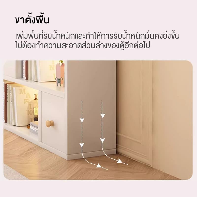 ตู้หนังสือมินิมอล ชั้นวางของ ตกแต่งห้องนั่งเล่น ตาหมากรุก ชั้นอเนกประสงค์ 96*24*80CM สีขาว สีไม้ ตู้หนังสือ รูปที่ 7