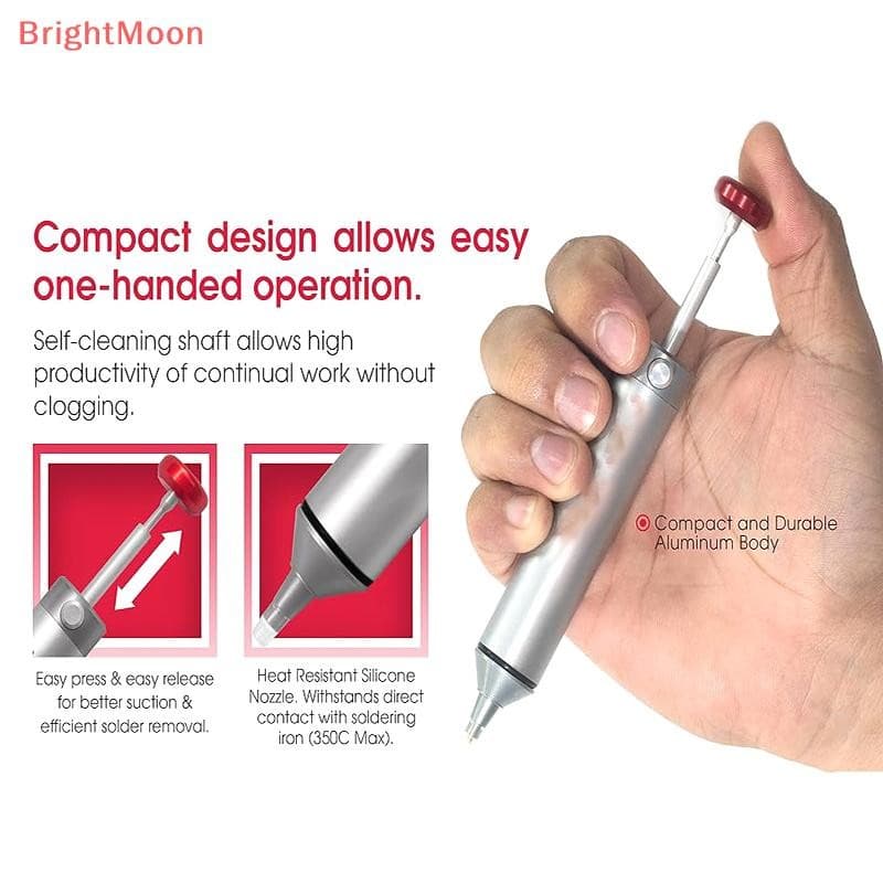 BrightMoon Solder Sucker Clog Desoldering ปั๊มสําหรับ Solder ถอดเปลี่ยนความร้อน Resistan ซิลิโคนดูดหัวฉีด รูปที่ 8