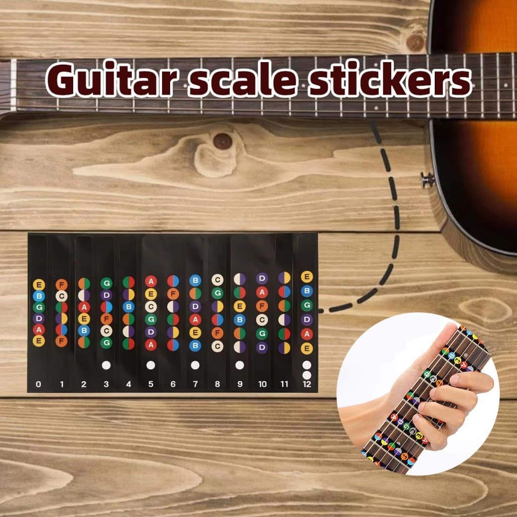 จัดส่งรวดเร็ว สติกเกอร์คอร์ดกีตาร์ไฟฟ้า fretboard guitar sticker สำหรับผู้เริ่มต้น สติ๊กเกอร์โน๊ตสเกลกีตาร์ รูปที่ 7