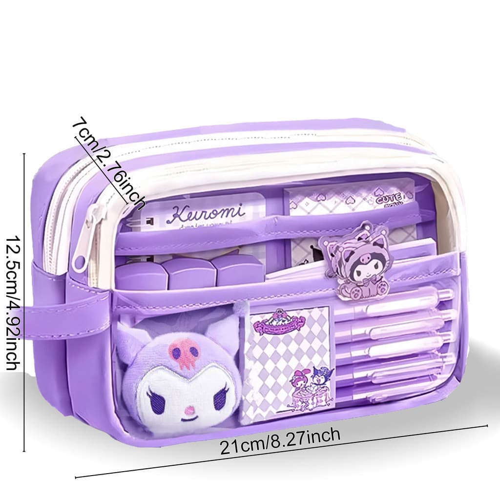 กระเป๋าดินสอใสขนาดใหญ่กันน้ำน่ารักและมีสไตล์ - Kuromi, Cinnamoroll, My Melody และซิปที่ทนทานสำหรับโรงเรียน วัยรุ่น เด็กชายและเด็กหญิง รูปที่ 9