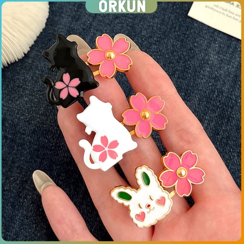 Orkun ตะขอปรับเอวกางเกง กระโปรง หัวเข็ม ลายดอกไม้/แมว/กระต่ายน่ารัก 1 ชิ้น Waist buckle รูปที่ 3