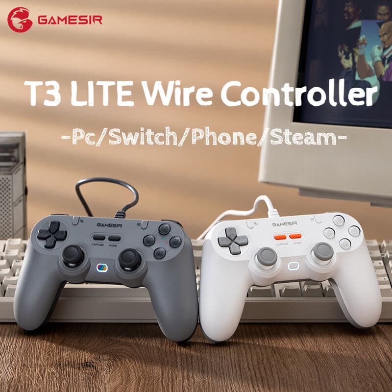 GameSir T3 Lite Wired Controlle 1000Hz Polleling Rate, Hall Effect จอยสติ๊กและ 2 ปุ่ม, การสั่นสะเทือนคู่, Turbo, PC Controller สําหรับ Steam/Android/iOS/Switch รูปที่ 1