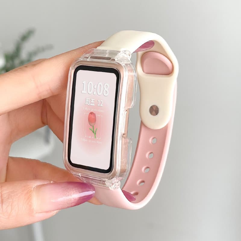 สายซิลิโคนกรณีโปร่งใส for Huawei Band 10 9 8 กรอบแข็งป้องกันปกป้องหน้าจอ สายรัดข้อมือซิลิโคนยางอ่อน for Huawei Band 10 รูปที่ 8