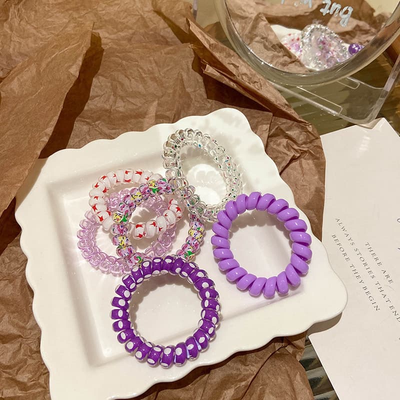 Sweet Candy Color Phone Cord Hair Tie ความยืดหยุ่นสูง No Hair Strangle รูปที่ 7